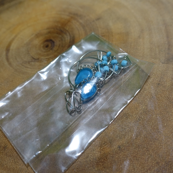 Blue crystal stone chandelier Circle earrings - Picture 2 of 5